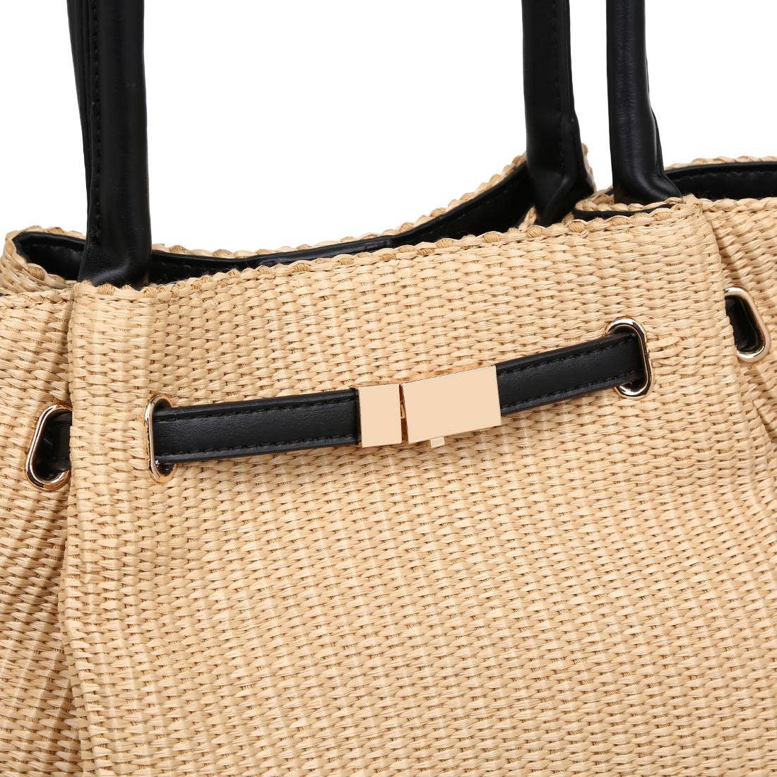 Kaia - Straw Tote: Natural Black