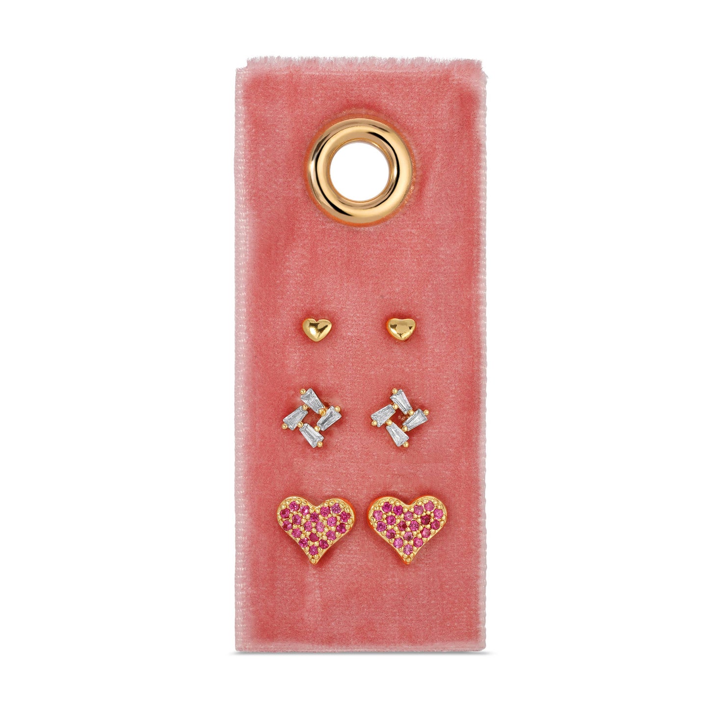 Pink Pave Heart Stud Gift Set