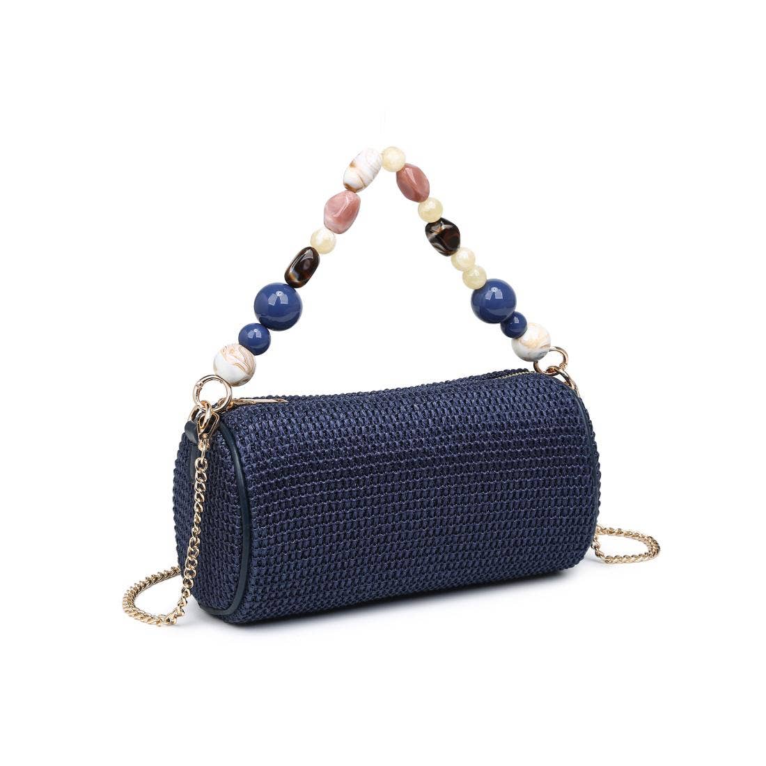 Rachel - Straw Clutch: Navy