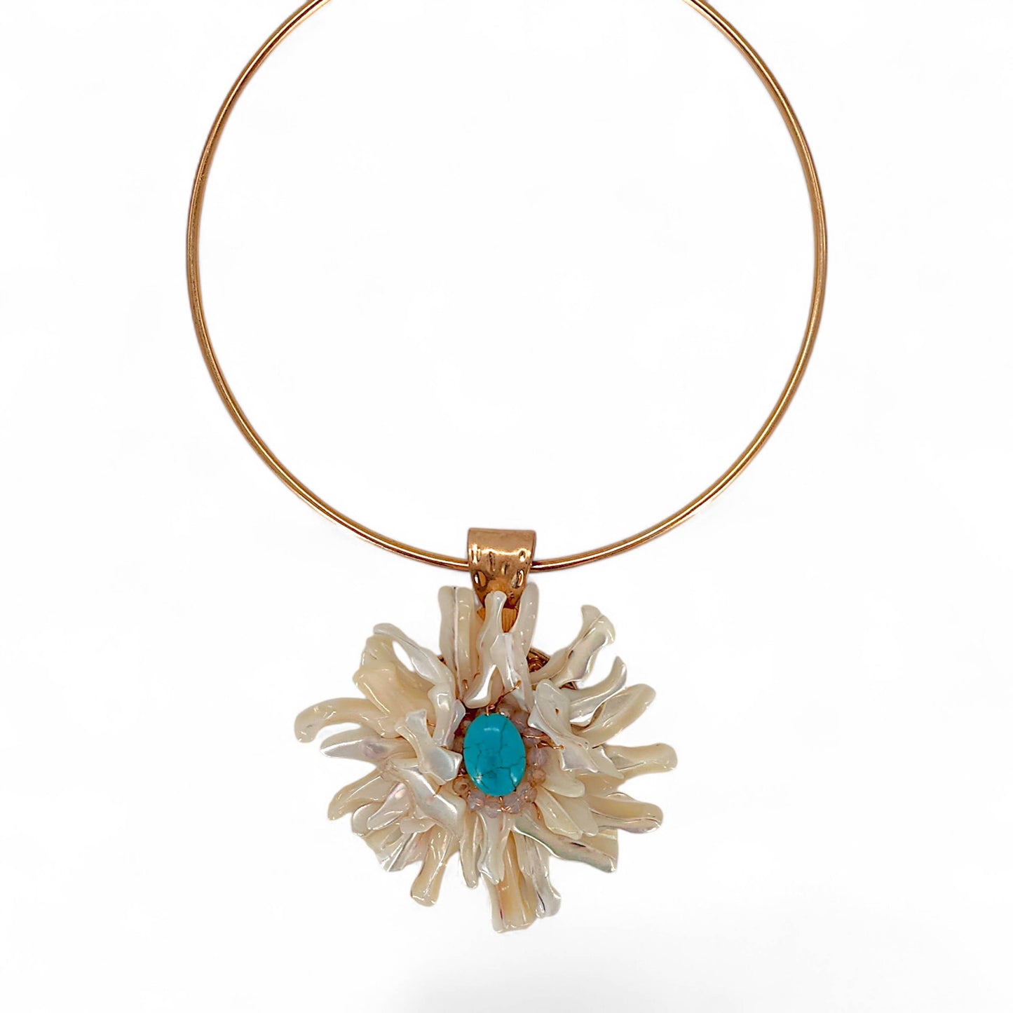 Chunky White Shell Flower Necklace | Handmade Statement