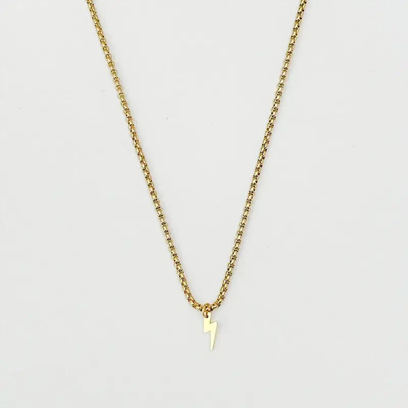 Lightning Bolt Pendant Necklace Chain - 2 Colors