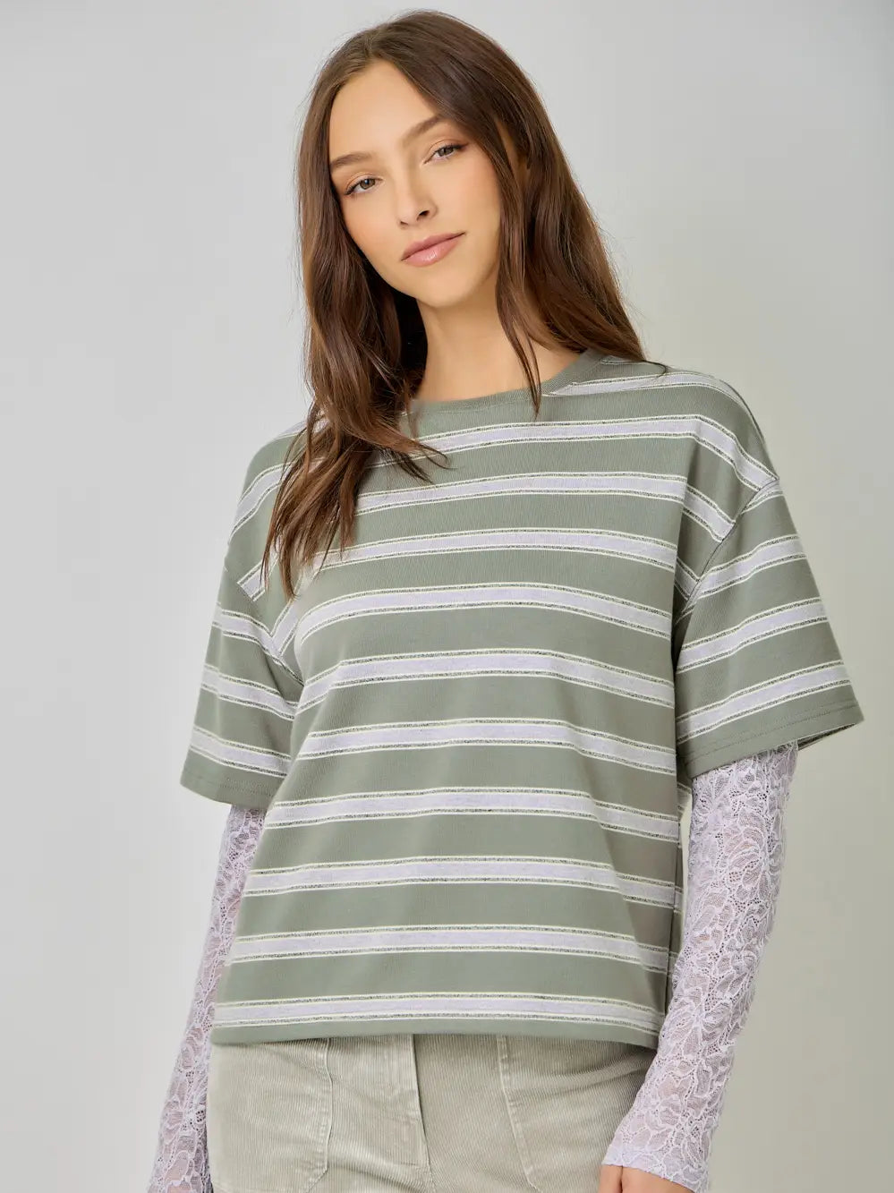 Striped Lace Combo Tee