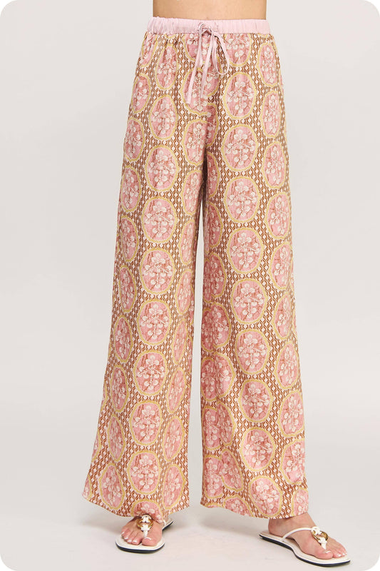 Venetian Satin Print Pant
