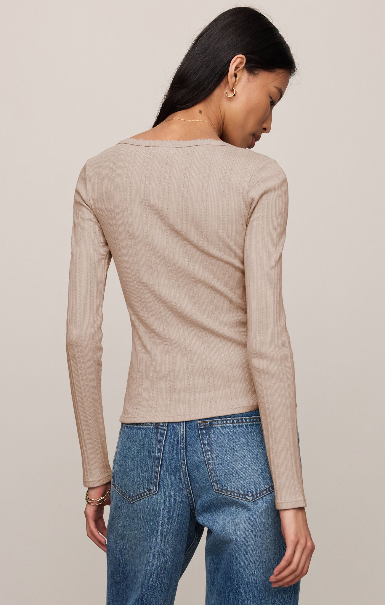 Audri Scalloped Longsleeve Top