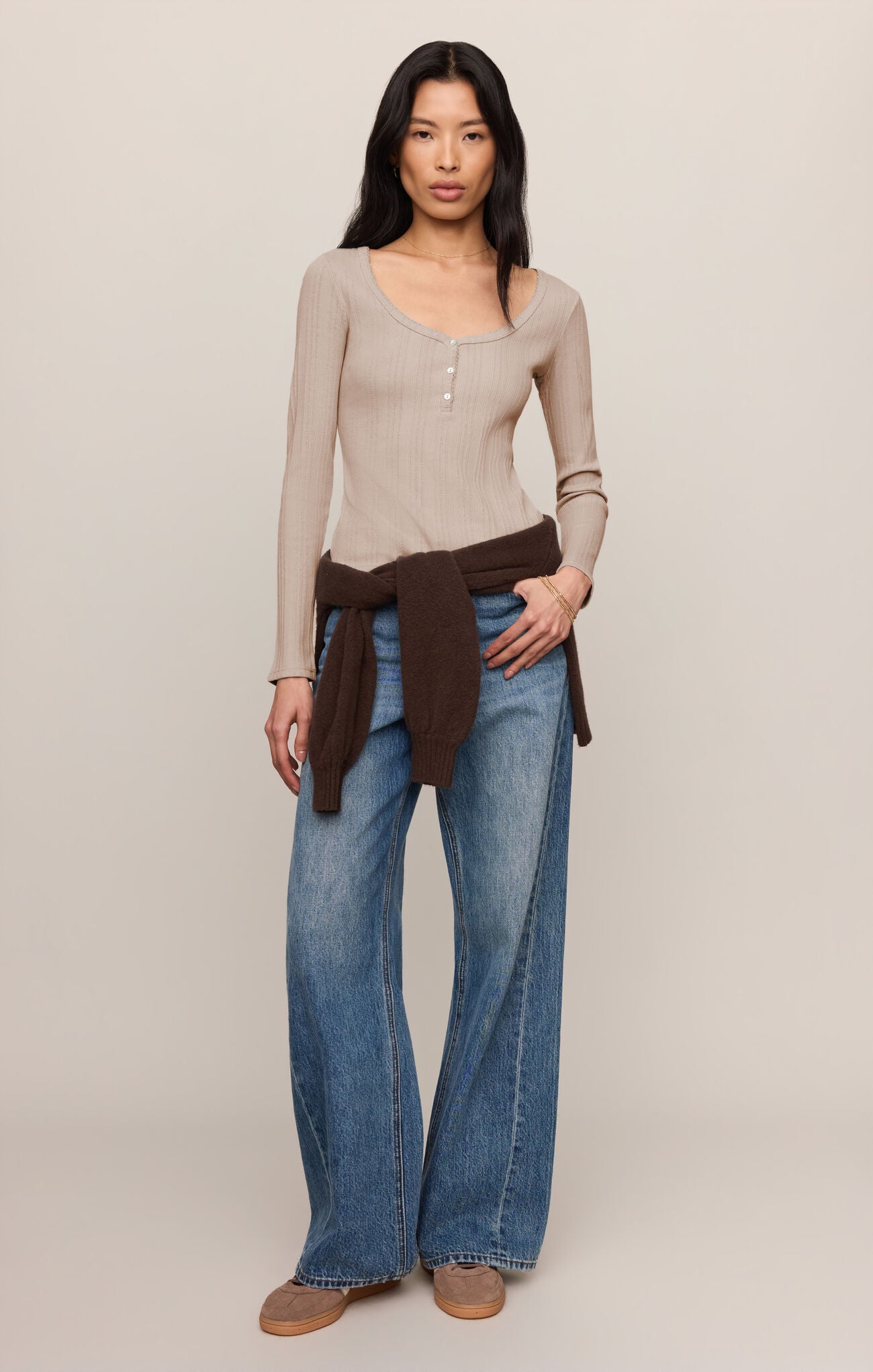 Audri Scalloped Longsleeve Top
