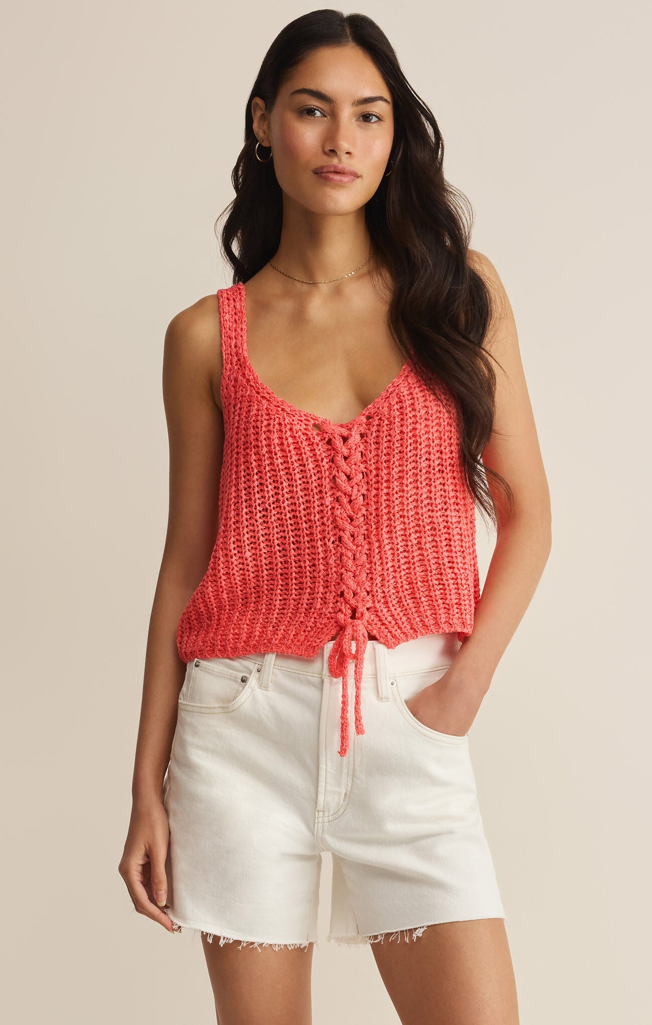 Tate Lace Up Sweater Top