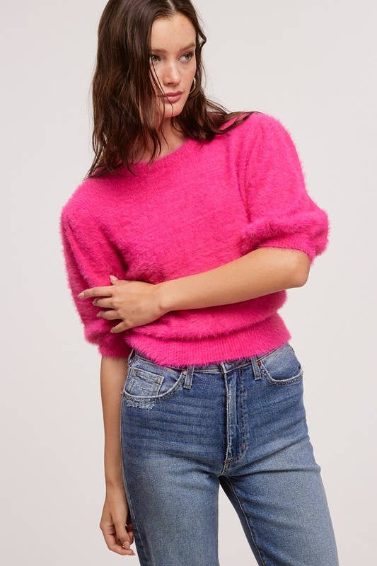Fuzzy Knit Top - Pink