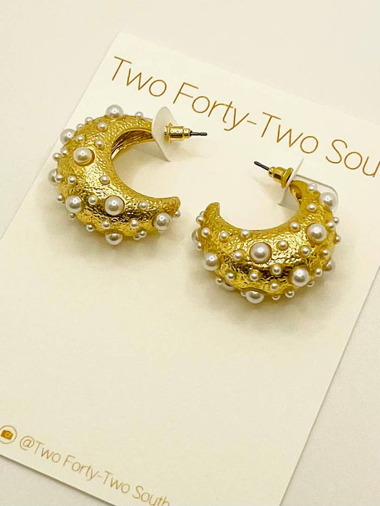 Vintage Gold Mini-Pearl Hoop