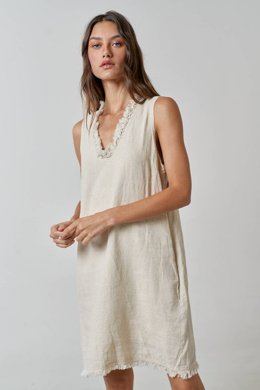 Linen Frayed Dress