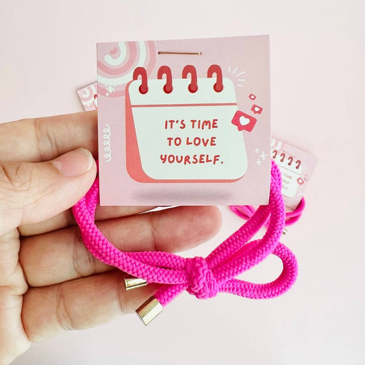 "Love Yourself" Hair Tie - Thank You Gift Pink